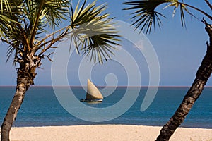 Beach and sailboat