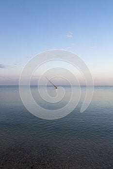 Beach and sailboat of La Guajira early in the morning