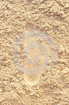 Beach sand footprint ocean coast sea. Close-up