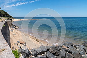 Beach sand and rocks of the island of Noirmoutier in Vendee in Pays de la Loire France