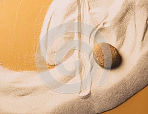 Beach sand sand wave pattern stone zen. Abstract sand texture. The concept of spiritual harmony of beauty
