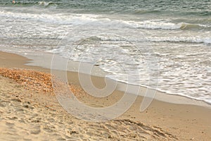 Beach sand and sea waves