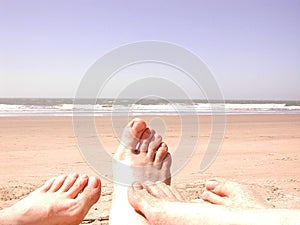 Beach sand toes photo