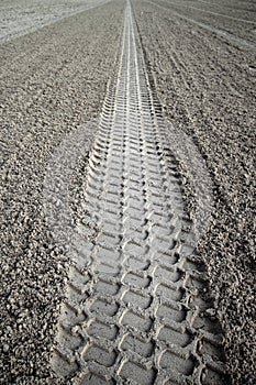 Beach sand tyres footprint perspective to infinite