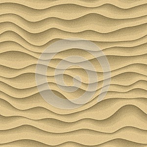 Beach sand waves background in top view. Sandy dunes pattern. Desert surface terrain, seamless texture