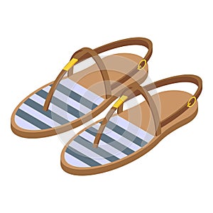 Beach sandals icon, isometric style