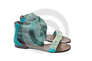 Beach sandals on a white background