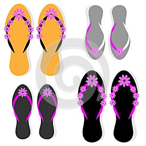 Beach sandals on white background