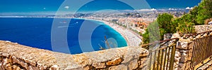 Beach sandy promenade in old city center of Nice, French riviera, France