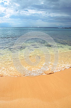 Beach Scene with Golden Sand and Copy Space