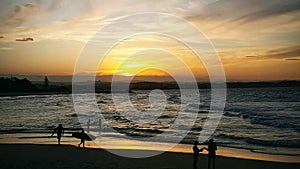 Beach Scene - Sunset over the beautiful Coolangatta Beach, Qld, Australia