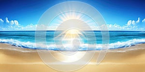 Beach Scenery captures Ocean Waves And Summer Sun With a Dream Vacation Concept