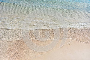 Beach and sea background, Sand and bubble, wave. Soft wave on sandy beach. Background