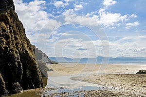 Beach and sea cliffs in summer