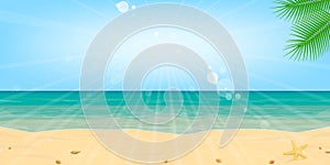 Beach sea sand water sun Landscape background Vector