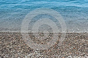 Beach and sea. Summer sea beach. Multi-colored sea stones