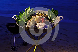 Beach seafood barbecue