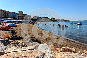 Beach in the seaside resort San Vincenzo, Tuscany, Italy