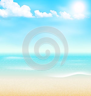 Beach seaside sea shore clouds. Summer vacation background