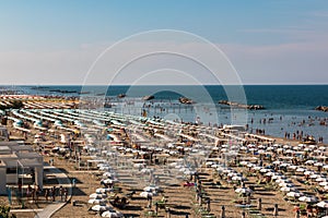 Beach section in Torre Pedrera at Rimini in Italy photo