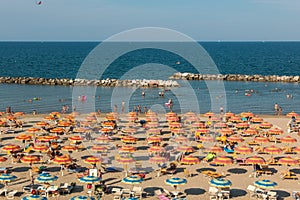 Beach section in Torre Pedrera at Rimini in Italy photo