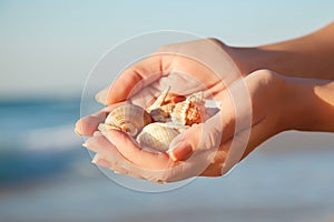 Beach shell held by hands