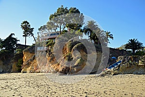 Beach side home in Boat Canyon Beach in Laguna Beach, California.