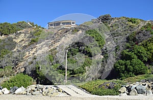 Beach side homes on Dana Strand Beach in Dana Point, California.