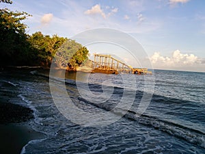 Beach side sugar loading dock ruins