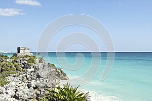 Beach in the side of the Tulum archeological site