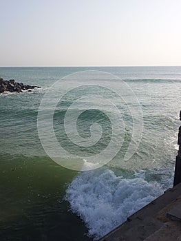 Beach side view in Gujarat India, Beach in india, Tides touching the beach