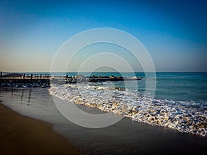 Beach side view in gujarat india. Beaches in india. Beach at morning time photo