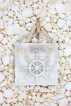 Beach Sign with Shells and Pearls