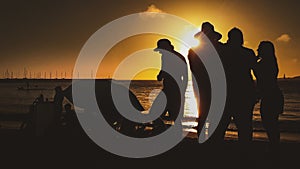 Beach Silhouette Sunset Scene