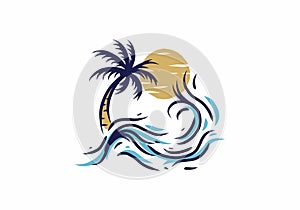 Beach simple flat illustration drawing