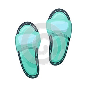 Beach slippers. Blue flip flops in cartoon style. Vector illustration isolated on white