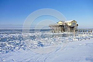 Beach of St. Peter-Ording in winter