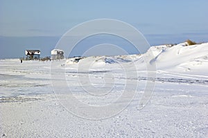 Beach of St. Peter-Ording in winter