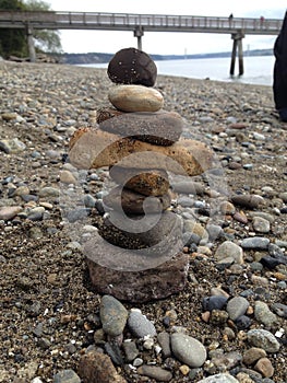 stacked beach rocks