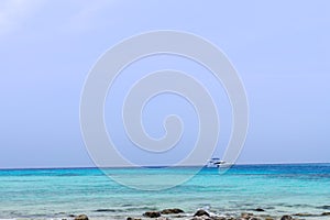 Beach and stone with wave blue sea at koh rok, krabi, thailan