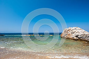 Beach, Stones, sea, sand. Quiet vacation by the water.