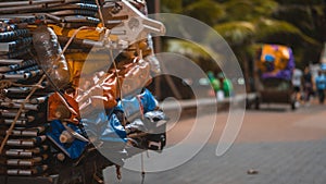 Beach street vendor dismantled tent at the waterfront of Boa Viagem Beach in Recife, Pernambuco, Brazil photo