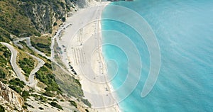 Beach summer day on famous Myrtos on Kefalonia island, Greece