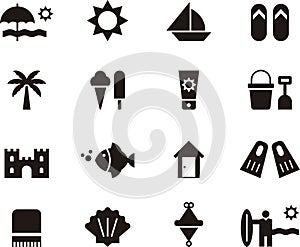 Beach and summer icon set