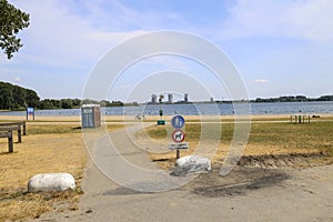 Beach in the summer at the innerland lake Zevenhuizerplas at Oud-Verlaat