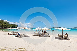 Beach summer on island vacation holiday relax in the sun under u
