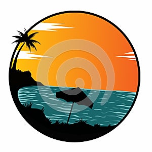Beach and summer logo template vector illustration