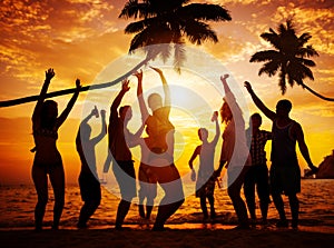 Beach Summer Party Enjoyment Happiness Youth Culture Concept photo
