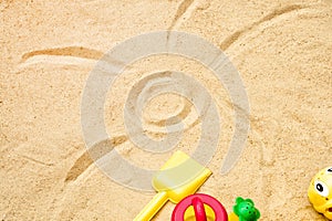Beach Summer Sun Sand Kids Toys and bottle water slippers and Sunscreen