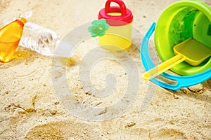 Beach Summer Sun Sand Kids Toys and bottle water slippers and Sunscreen